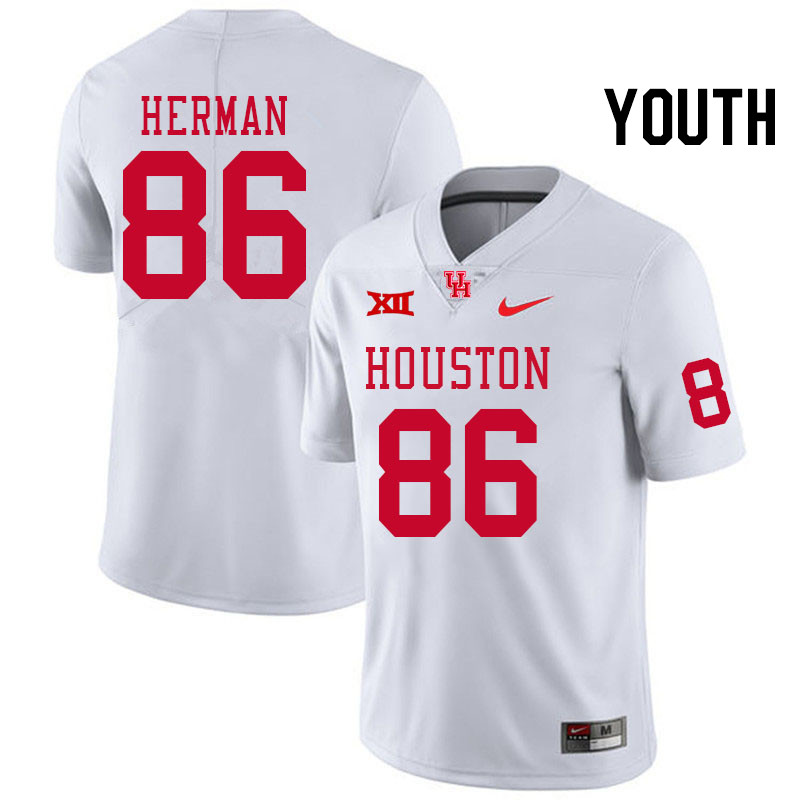 Youth #86 Darson Herman Houston Cougars Big 12 XII College Football Jerseys Stitched-White